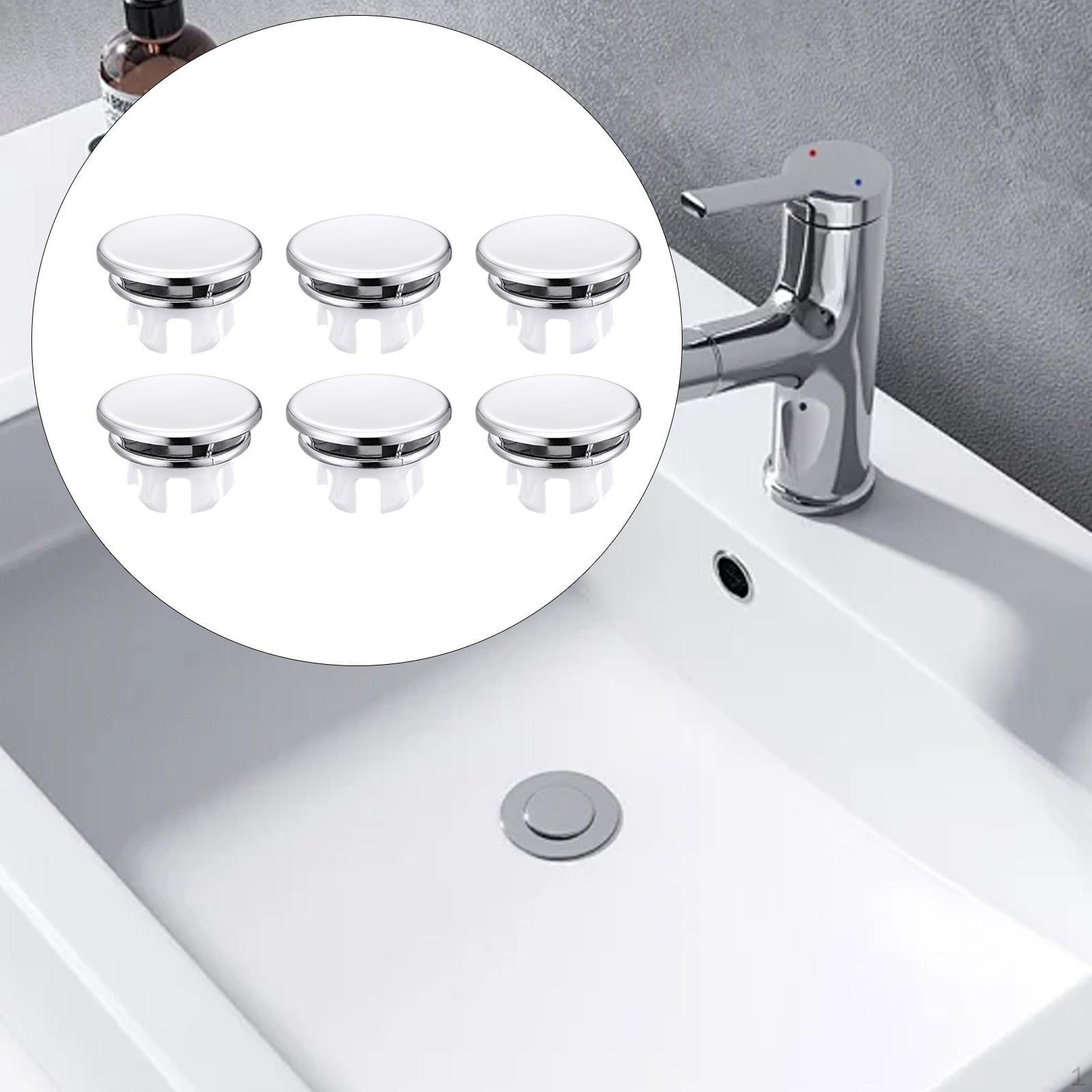 

6 штук Заглушка для переливного отверстия раковины, Крышка для раковины, Двухслойная, Крышка перелива, Отделка раковины для silver