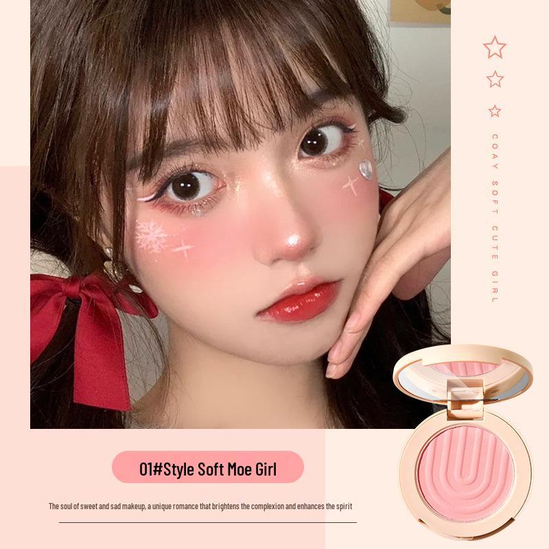 

Монохромная палетка румян и хайлайтера с мягким матовым финишем для женщин: Персиковый, Голубой, Фиолетовый - Низкая Насыщенность, Осветление.