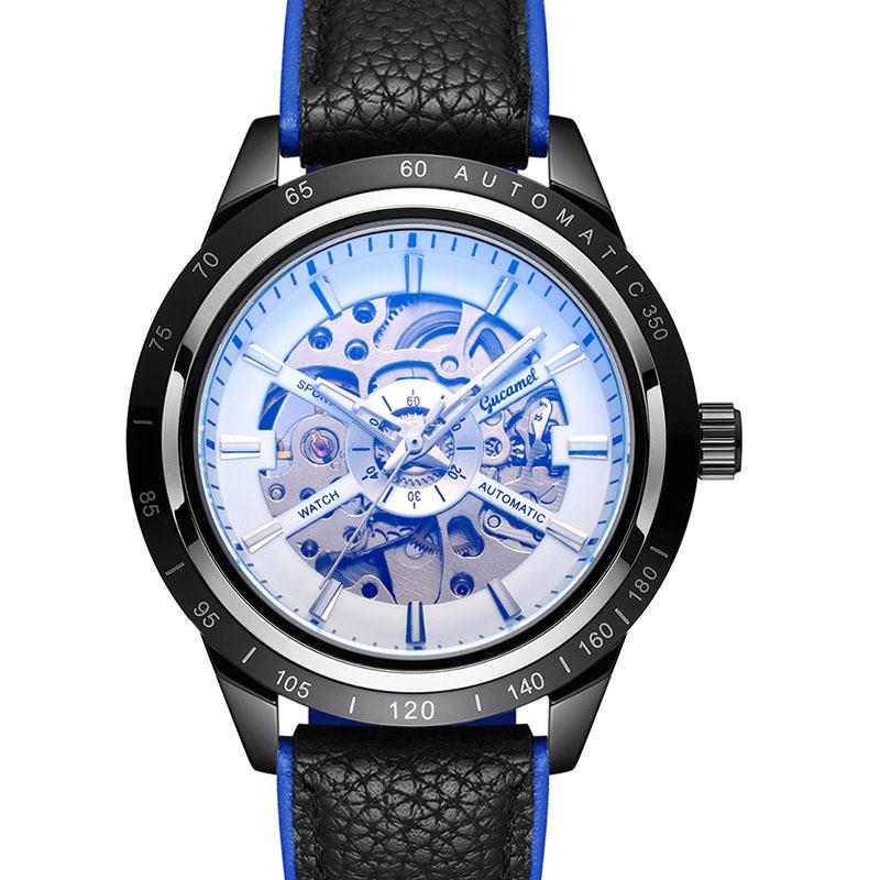 GUCAMEL Business Fashion Handstück Leder mit hohler mechanischer Uhr