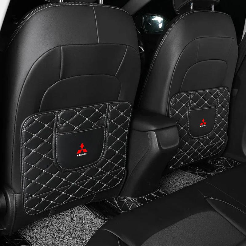 Autopotahy proti okopání zadní strany sedadla z PU kůže Ochranné podložky proti poškrábání pro Mitsubishi Pajero Outlander XL Montero Lancer Triton l200 Galant