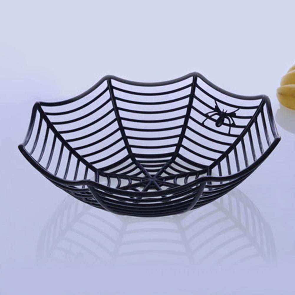 Spider Web Fruits Candy Basket Plastic Spiderweb Bowl Halloween Party Decor