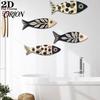 Indoor Outdoor Wall Decor 4Pcs Wooden Fish Decor, Rustic Farmhouse Ocean Art, Vintage Beach Style Decoration Nautical Coastal Theme for Home