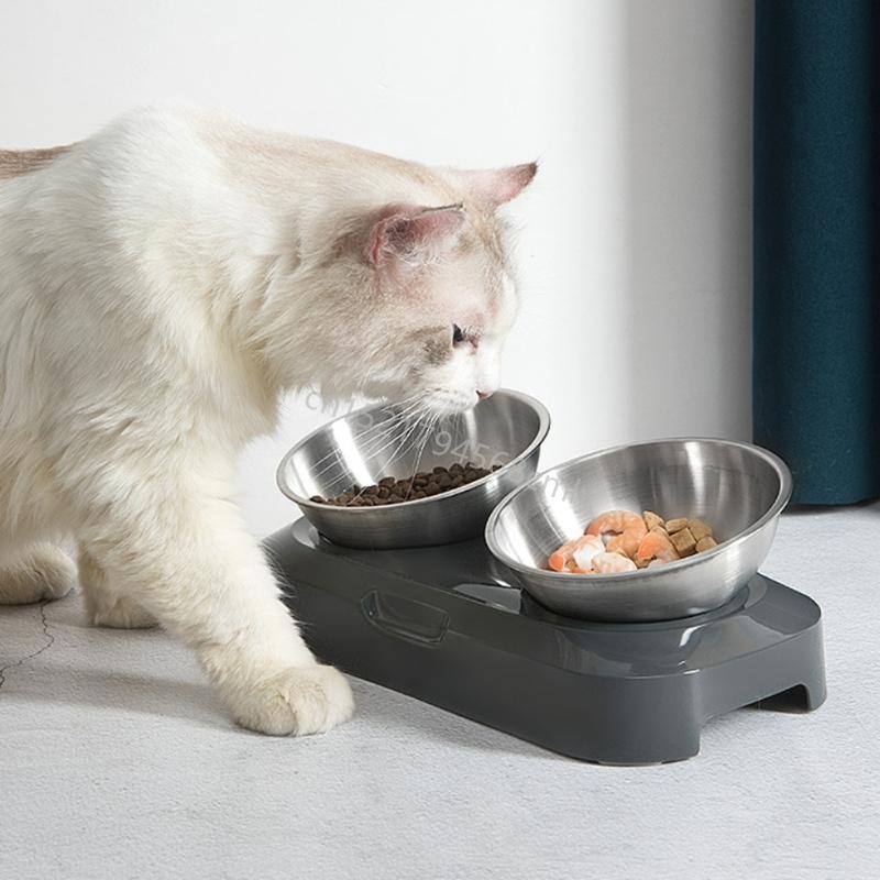 Dog for Cat Bowls with Raised Stand Pet Water Feeder 15° Tilted Platform Non-slip Drinking Dispenser Puppy Kitten 6XDE
