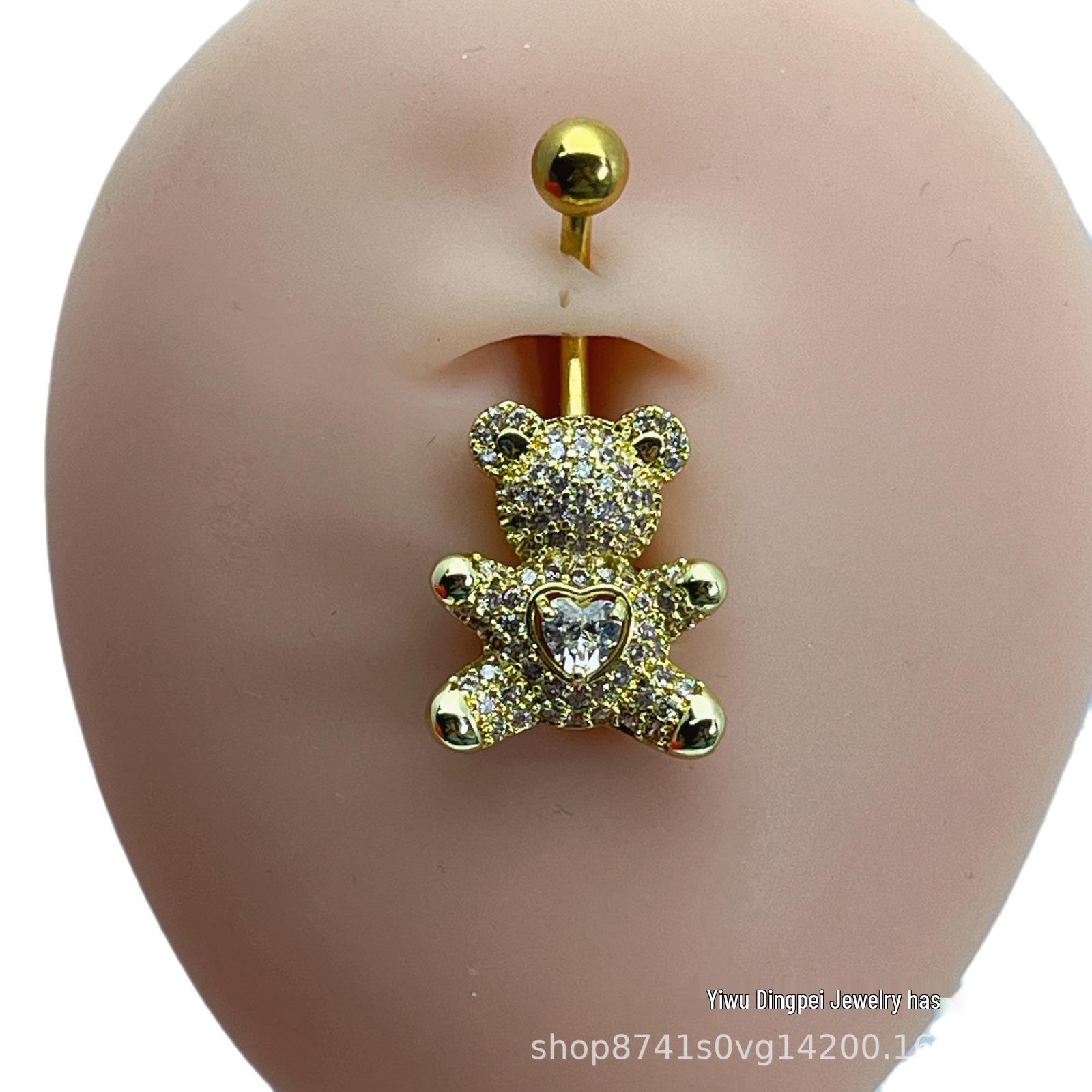 

Очаровательное кольцо для пирсинга пупка с мишкой: Милый, Сладкий и Непирсинговый; Часть серии «Универсальные животные» Steel