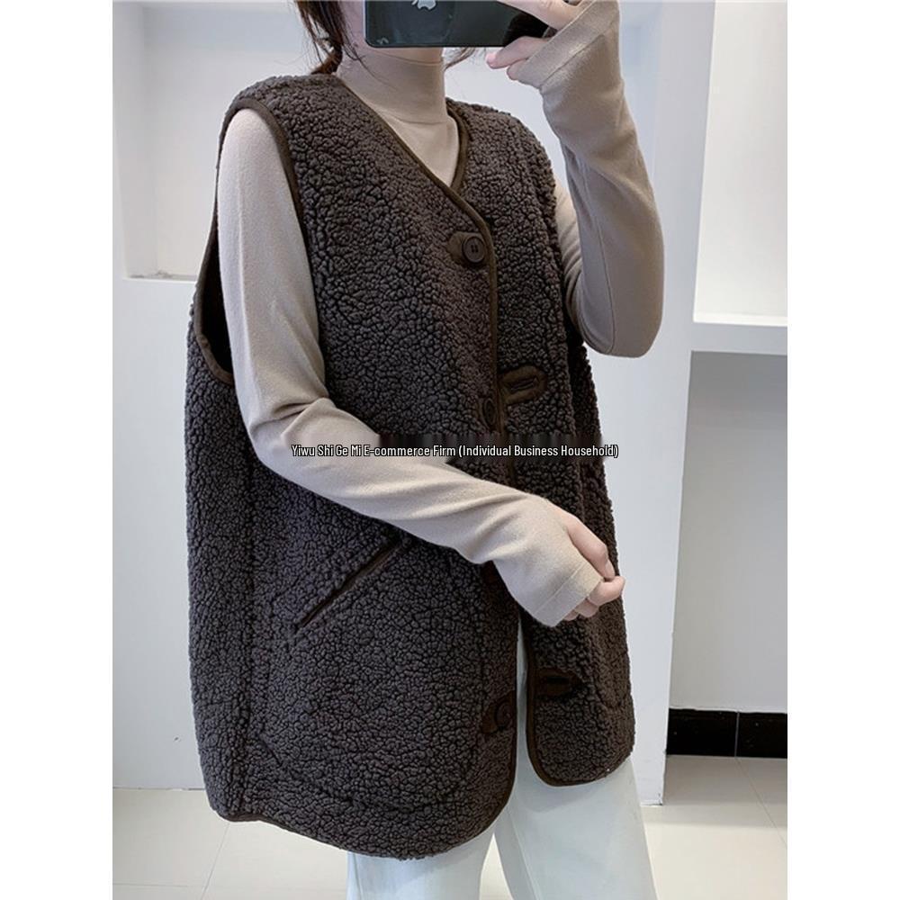 Women's 2023 Autumn/Winter Faux Fur Sleeveless Jacket - Korean Style Loose Fit Trend