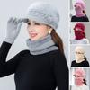 3Pcs/Set Neck Protection Scarf Gloves Set Soft Beanies Hat Winter Knitted Hat  Women