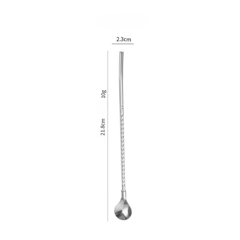 Long Twisted Straw Spoon Portable Stainless Steel Tea Scoop Bent Filter Colored Drinking Cocktail Coffee Stirring Spoons