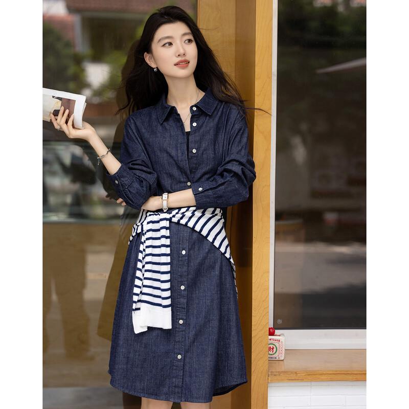 Women's Loose Fit 100% Cotton Denim Shirt Dress