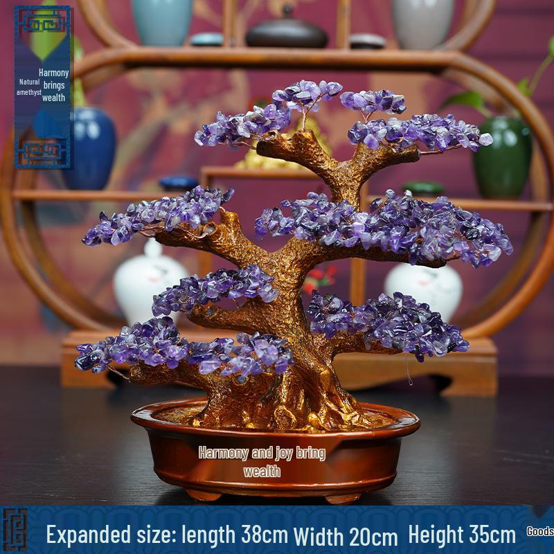 Natural Green Crystal Money Tree: Wealth & Prosperity Ornament for Home & Office Gift