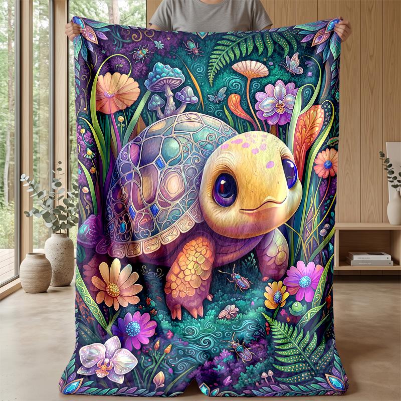 Fantasy Sea Turtle Journey Theme Blanket Lightweight Warm Flannel Blanket Decorative Throw Blanket for Home Decoration