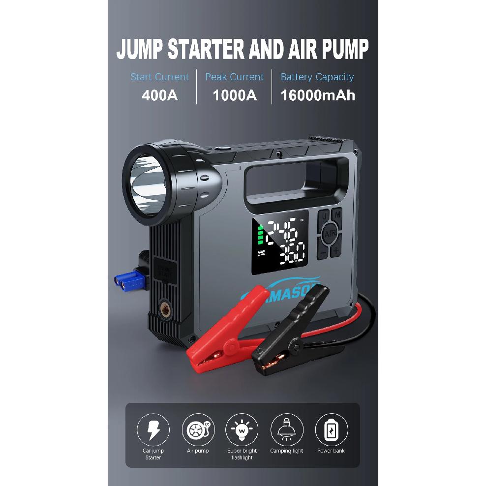 5 in 1 Car Jump Starter with air Compressor Portable Flashlight Starting Device Power Bank Battery Automotive Booster start