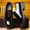 Fashion5 8 10cm Heel Designer Platform Cow Leather Brogue Men's Shoes Fashion Soft Sole Spring Autumn Business Formal Shoes for Men