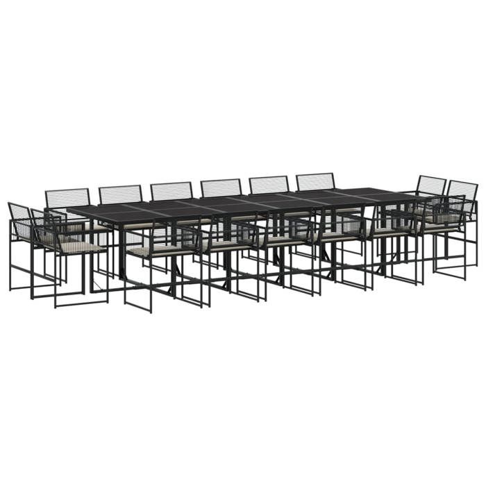 VidaXL Ensemble à manger de jardin 17 pcs coussins noir résine tressée, ensemble à manger d'extérieur, meuble à manger de 3295017