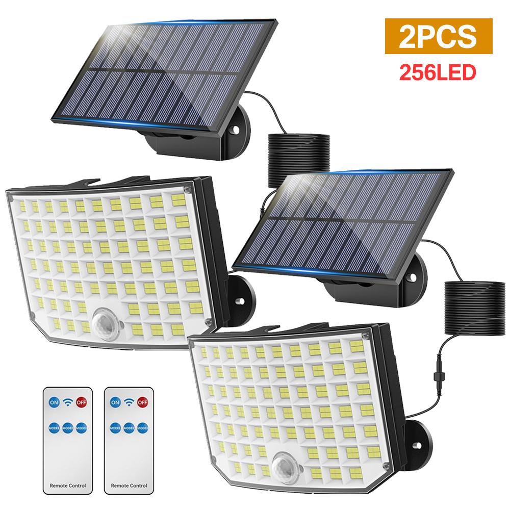 100/160/256LED Outdoor Solar Light With Motion Sensor Remote Control 3 Mode Security Lights Waterproof For Porch Patio Garage