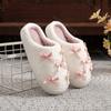 Comemore Autumn and Winter Bowkont Cute Plush Cotton Slippers Women Warm Indoor Shoes Casual Flat Soft Sole Slides Women's Shoes