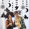 6 Pcs Halloween Hanging Banners Garland Scary Spider Witch Ghost Bat Pendant Ornament Happy Halloween Party Decorations For Home