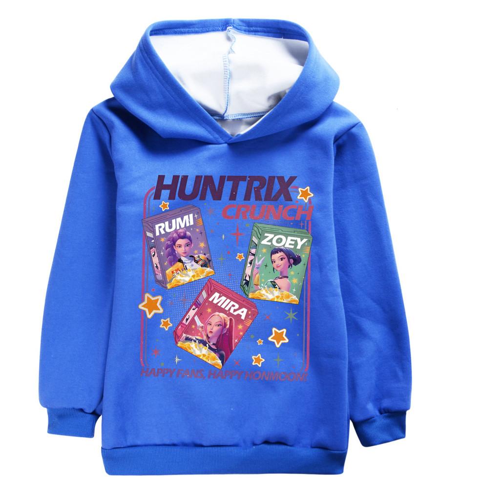 4970 Children Girls Kpop Rumi Zoey Mira Print Princess Long Sleeves Velvet Warm Winter Hoodie