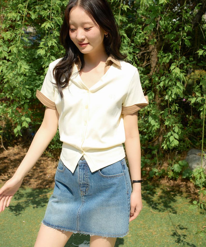 Salon De Yon Classic Denim Mini Skirt_ Blue