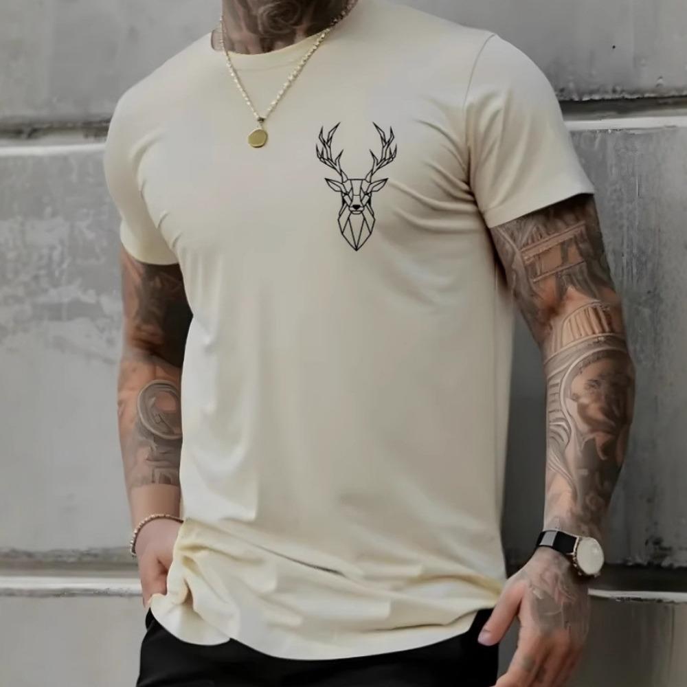 Summer Men's Casual Short Sleeve T-shirt Pattern Print Fashion Loose Comfortable Round Neck Men's Cotton Short Sleeve T-shirt