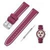 Jumpsunfun 20mm Watch Band for Swatch X OMEGA Speedmaster Silicone Watch Strap with Quick Release Replacement Wine Red and Gray Lines MoonSwatch,