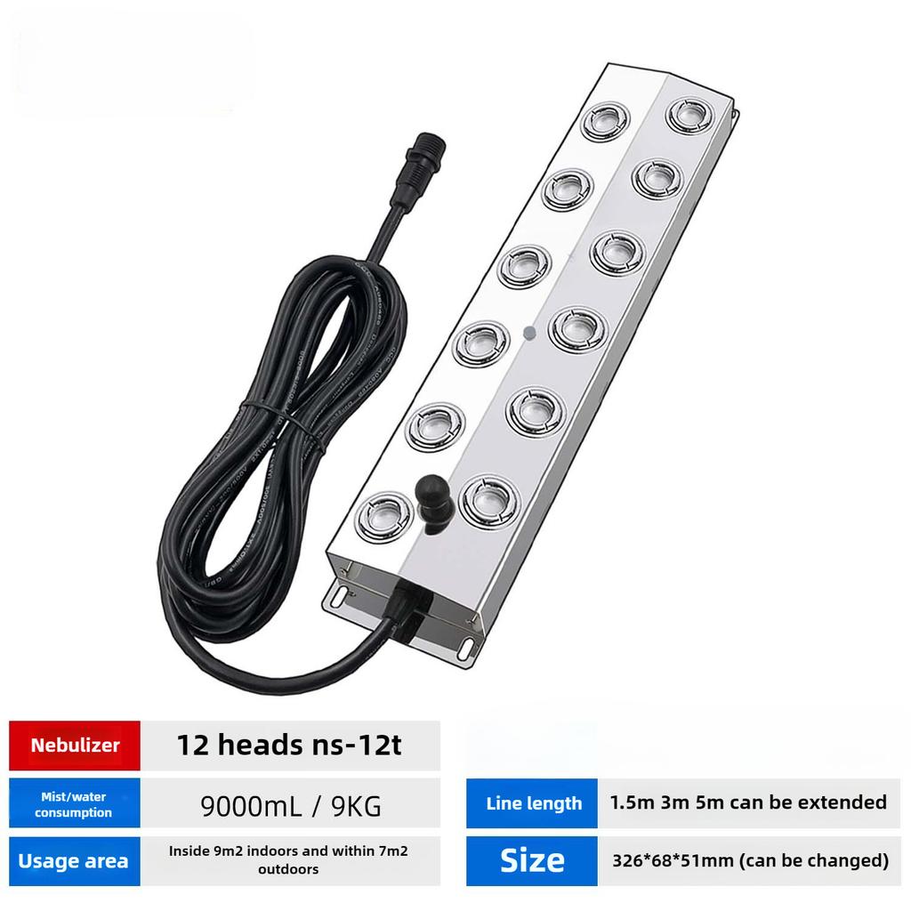 DC48V Ultraschall-Industrie-Luftbefeuchter mit 10/12 Sprühköpfen, Nebelgenerator für den gewerblichen Einsatz, Vernebler, Nebelmaschine für Gewächshäuser/Landschaftsbau