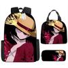 ONE PIECE one piece zaino scolastico zaino Luffy Studenti della scuola primaria e secondaria Zaino di grande capacità Borsa per il pranzo per bambini