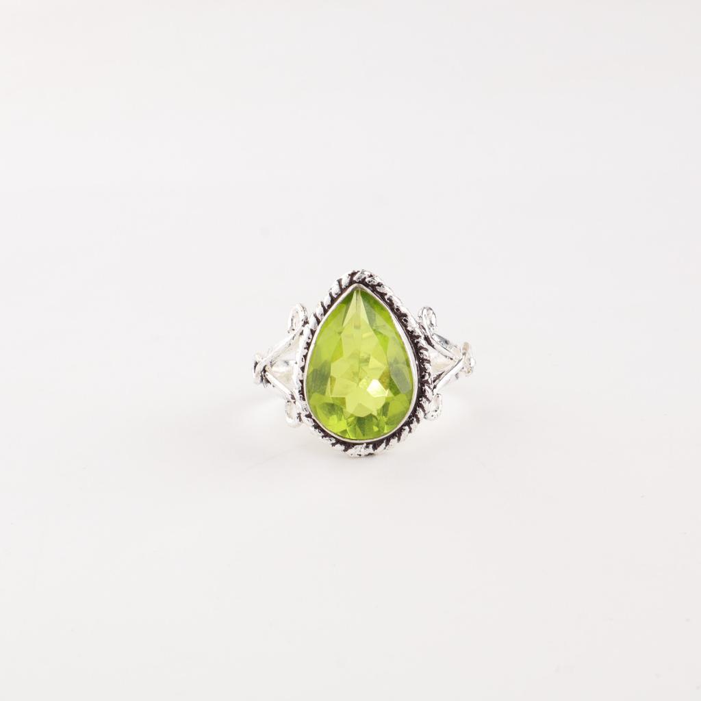 Elegant Peridot Gemstone 925 Sterling Silver Jewelry Handmade Ring Gift For Wife RR-57-9