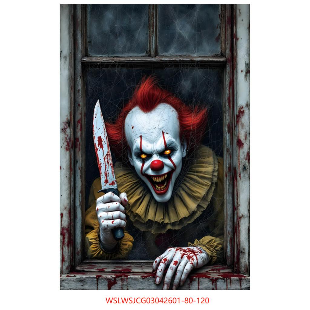 Halloween Horror Decoration Background Cloth, Haunted House Family Arrangement, Outdoor Door Curtain Hanging Cloth Vertical Poster