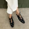 Fashion Fashion Rivet Designer Brand Flats Women Comfort Soft Sole Mary Jane Shoes Elegant Shallow Cross Lace Ballet Shoes Zapatos Mujer