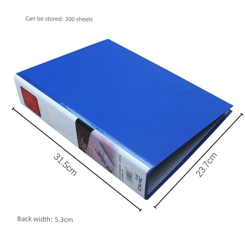 Japanese-Style Perforated Folder Fast Clip Two-Hole File A4 Double-Hole Contract Insert Bag Transparent Quick-Working Loose-Leaf Blue