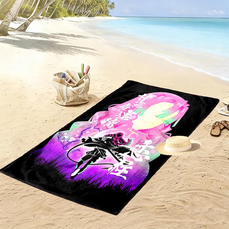 Demon Slayer Print Beach Towel, Large Soft Quick Dry Towel for Beach Camping Swimming