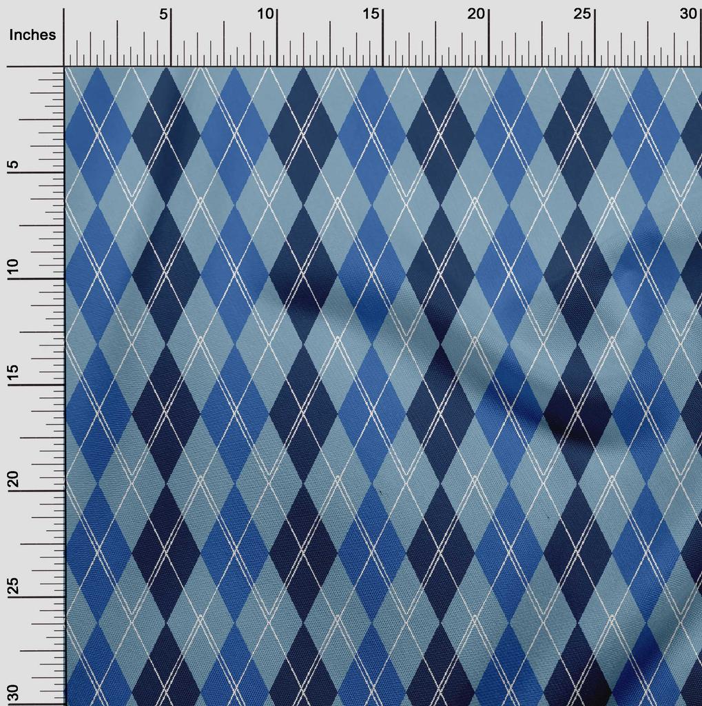 oneOone Cotton Flex Dusty Blue Fabric Argyle Check Quilting Supplies Print Sewing Fabric By The Yard 40 Inches