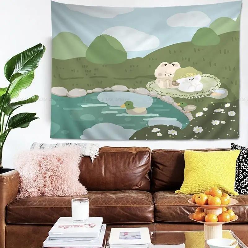 Гобелен для гостиной в офисе с изображением милого маленького кролика из мультфильма — фото 8