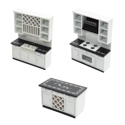 Mutfak Dolabı Dolap Çocuklar için Rol Yapma Oyunu Mobilya Modeli Oyuncak 1:12 Ölçekli Vintage Tezgahlı Oyun Evi