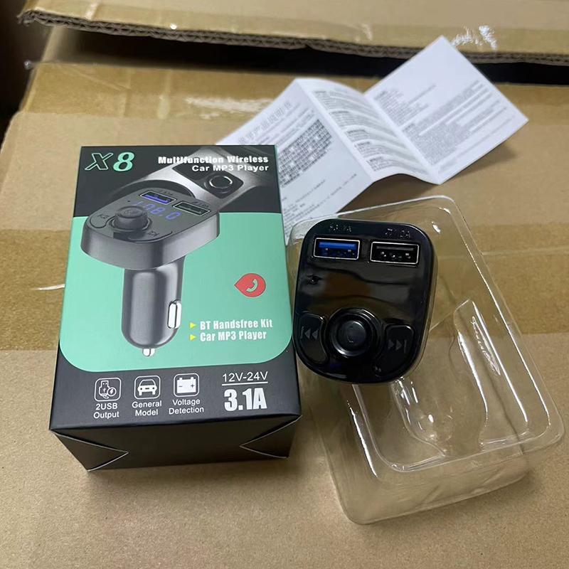 Car Bluetooth 5.0 Charger Fm Transmitter Pd 18W Type-C Dual Usb Colorful Ambient Light Cigarette Lighter Mp3 Music Player