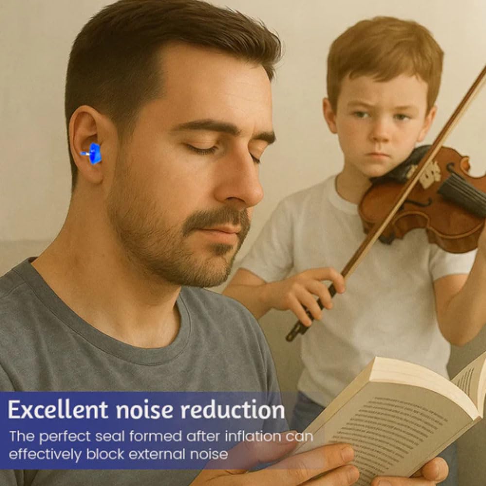 2025 Noise Cancelling Earplugs Inflatable Earplugs Comfortable Reusable With Rope Silicone For Sleep Travel Hearing Protection