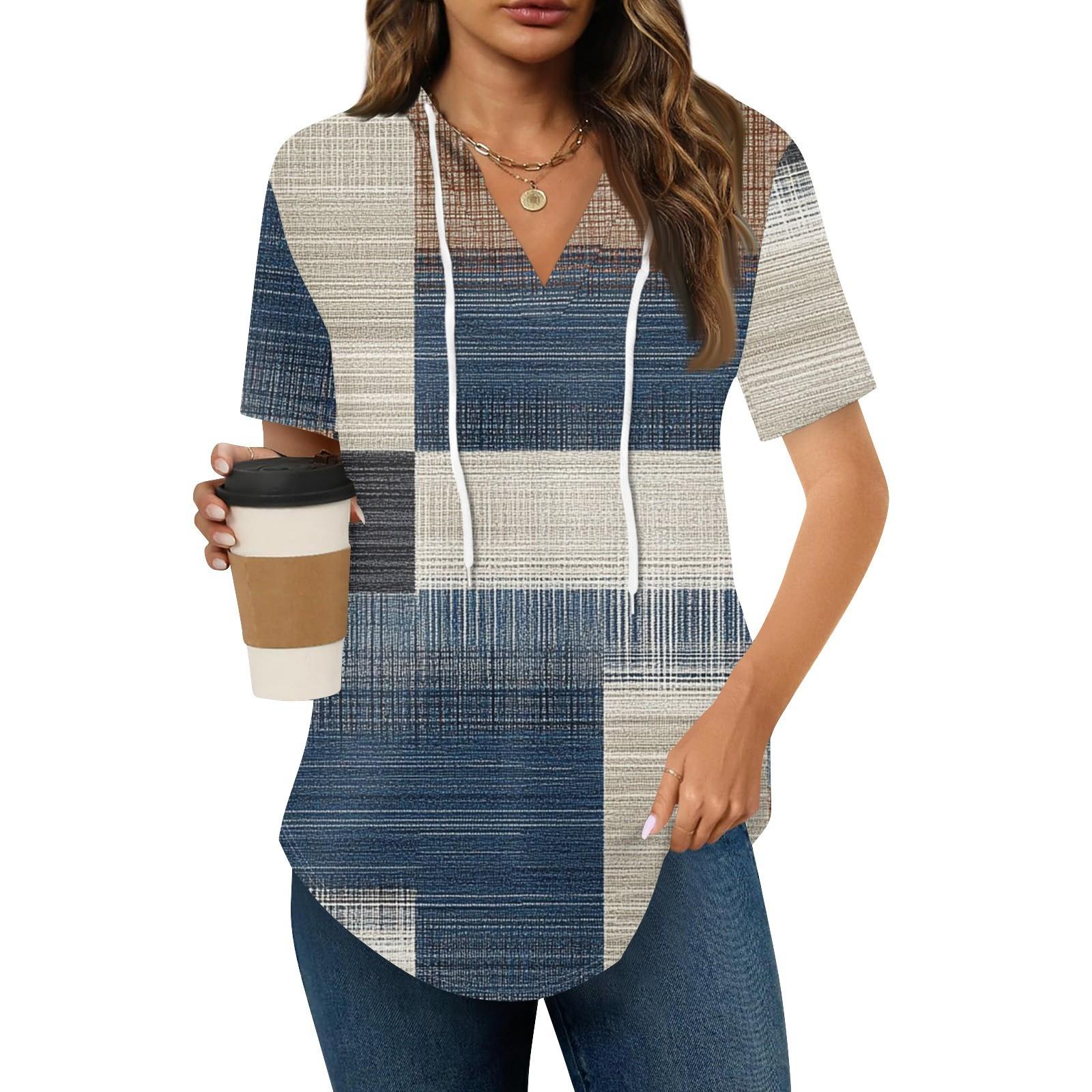 

Женские летние футболки с V-образным вырезом, толстовки с коротким рукавом, туники, повседневные свободные туники, толстовки XXL