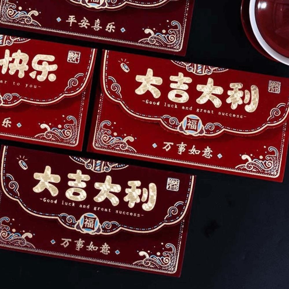 Hot Gold Lucky Money Envelopes Flocking Red Packet Creative Hongbao  Birthday Gift