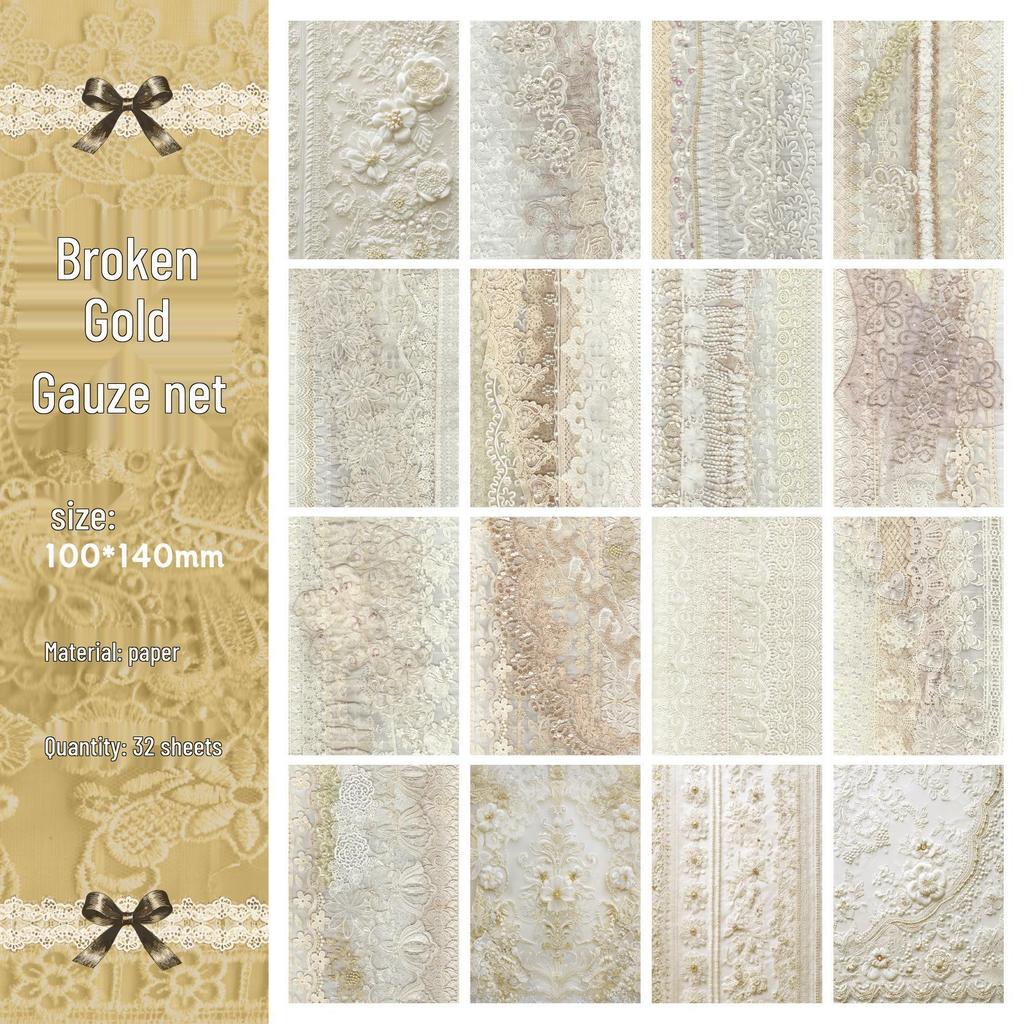 RetroStory Lace Series: Romantic Dreamy Retro Ita Bag Journal Background Paper Pack