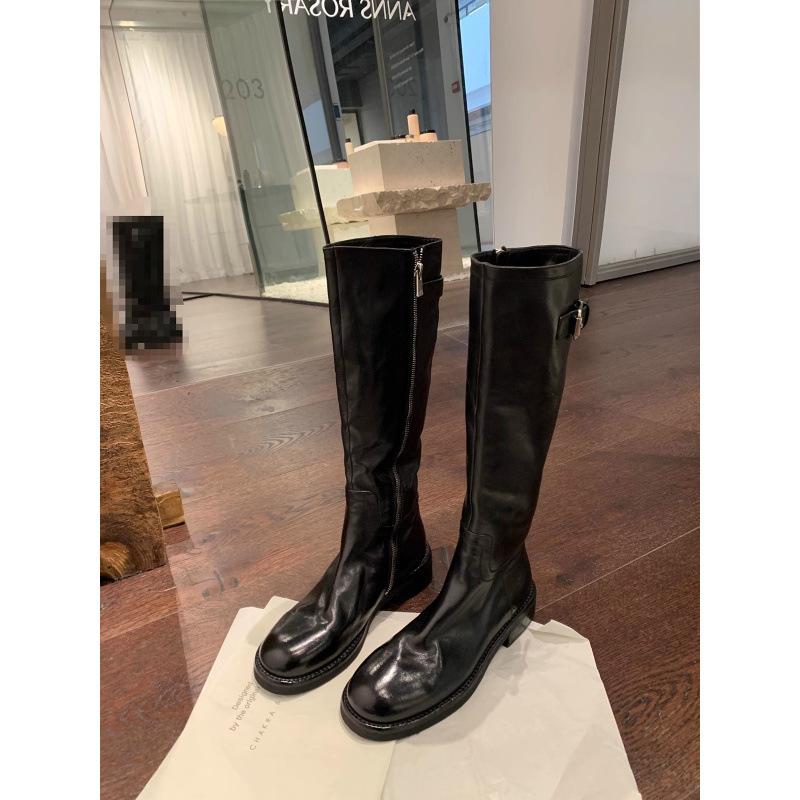 

Shoes retro washed horse leather thick heel thick sole high knight boots women s autumn and winter models 34