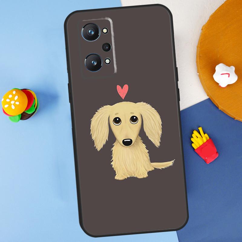 Cartoon Dachshund Dog For Realme 11 10 12 13 14 Pro Plus GT 5 6 6T GT7 Pro C61 C53 C51 C21Y C25S C55 C67 C75 Case