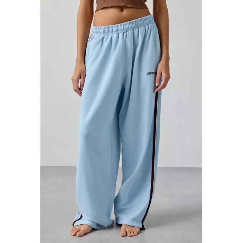 Womens Y2K Embroidered Loose Straight Leg Sweatpants With Elastic Waist Comfort Fit Cotton Blend