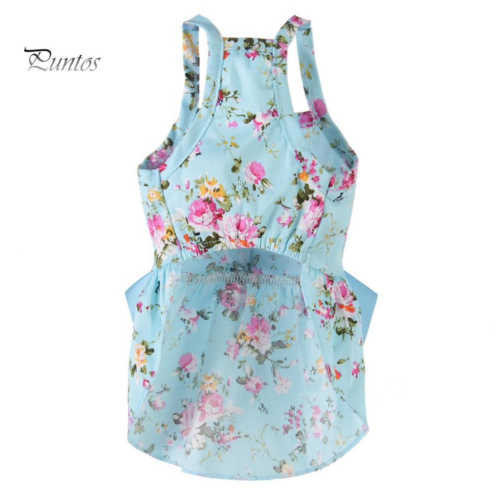 Pies Kot Wiosna Lato Kwiat Drukuj Bawełna Słodka Sukienka Kostium Strój Ubrania