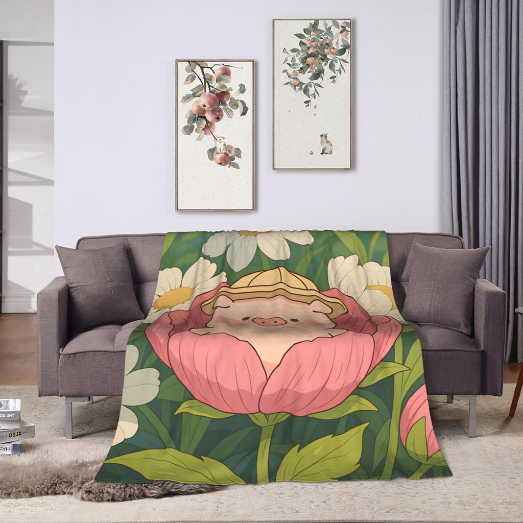 Cartoon L-Lulu Pig  Blanket Quality Soft Warm  Throw Blanket Winter Decorative Bedroom Funny Bedspread