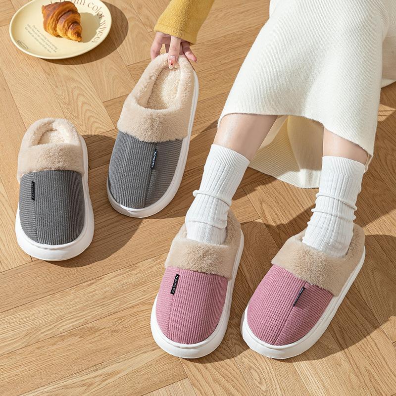 Cotton Slippers 2025 New Autumn and Winter Home Indoor Slippers Non-slip Velvet Thermal Shoes Elderly Slippers