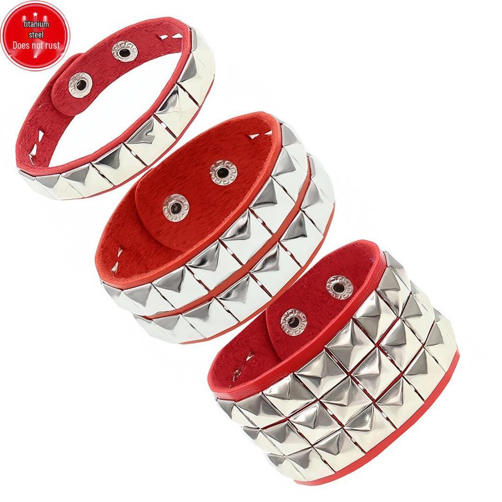 European & American Punk Street Style Rivet Leather Couple Bracelet for Nightclubs