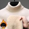 Men's Wool Blend High Neck Knit Sweater with Velvet Fleece Lining