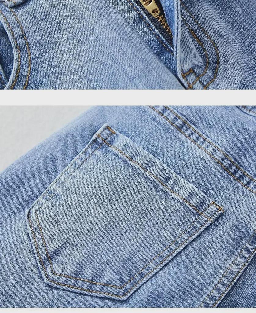 Damen High-Waist Slim Schlagjeans mit Schlitzsaum - Sommer 2024 Trend