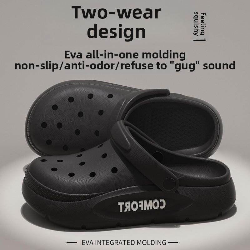 

Летние мужские сандалии Baotou Towing Hole для вождения, новые мужские нескользящие и устойчивые к запахам повседневные сандалии для отдыха на открытом воздухе 36-37 чёрный