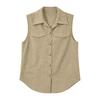 Women's Corduroy Lapel Collar Sleeveless Vest for Casual Commute